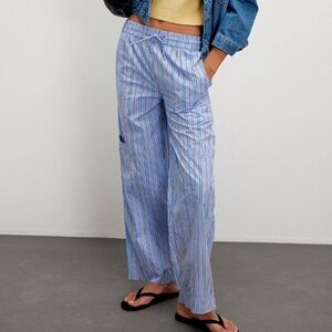 Damson Madder Harrison Printed Trousers Bold Blue Stripe Size 18